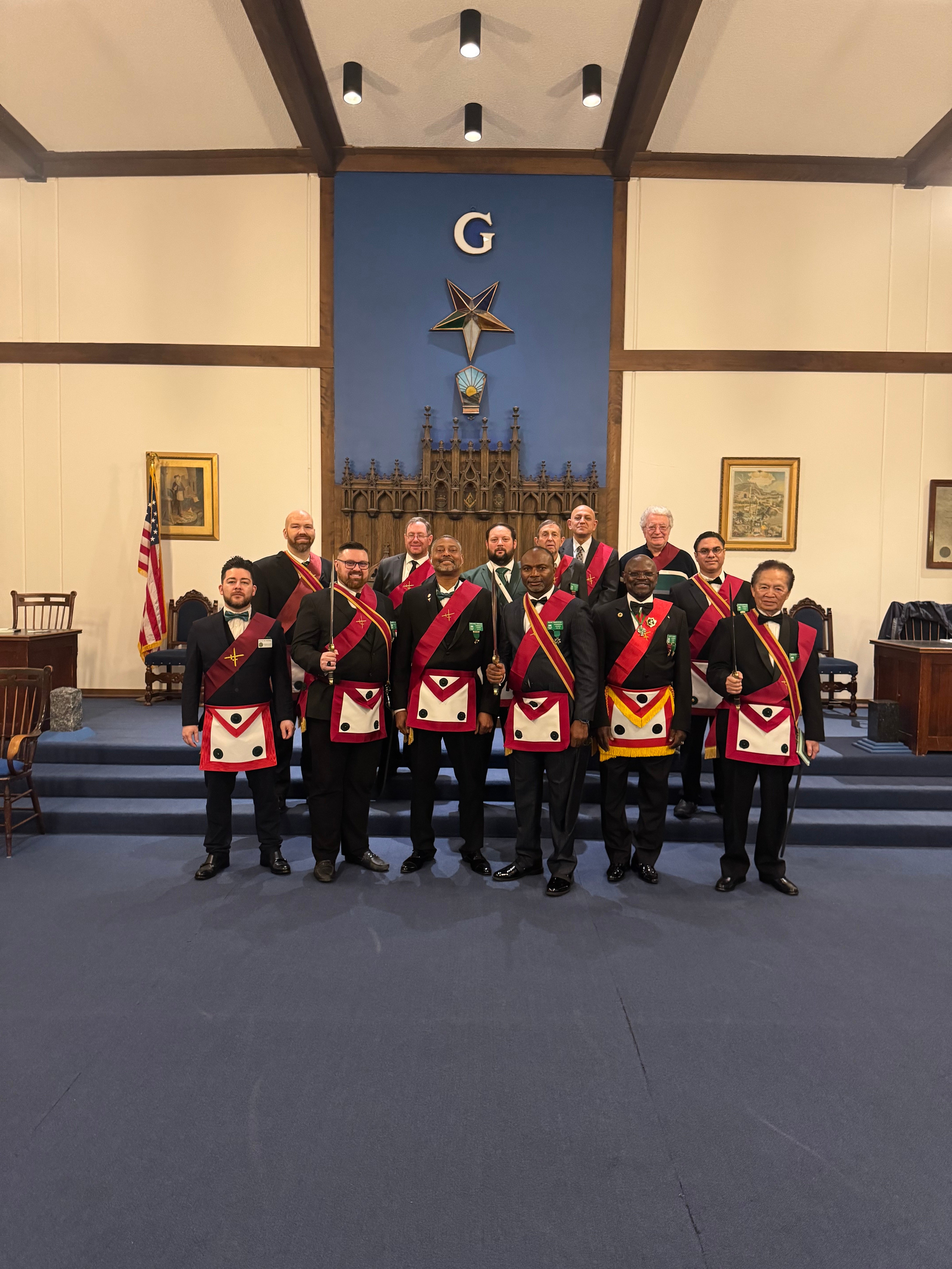 Connemara Council members in formal attire at the Masonic lodge